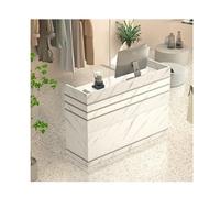 Table de comptoir moderne avec gestion des câbles - Bureau élégant pour réception, salon, bureau, magasin, clinique, maison (marron clair, 60 cm)