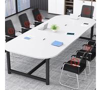 Table de conférence blanche robuste avec pieds réglables - Table de séminaire en bois avec gestion des câbles - Idéale pour les réunions et les espaces de travail (120 x 60 x 75 cm)