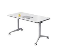 Table de conférence, bureau d'ordinateur pliable mobile moderne pour salle de réunion, salle d'étude, salle de réunion, tables de formation, bureau de conférence avec roulettes verrouillables, blanc