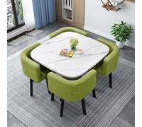 Table de conférence carrée moderne ronde avec 4 chaises - Table de réception élégante pour bureau, salle de réunion, salle à manger - 80 cm Combo pour espaces contemporains