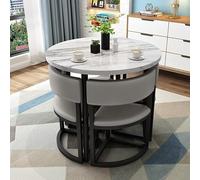 Table de conférence de bureau moderne avec table basse, chaise de salle à manger, combinaison petite table ronde de 80 cm pour meubles de jardin, maison, bureau, cuisine (gris)