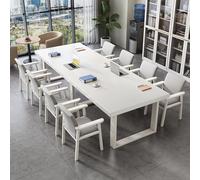 Table de conférence en Bois Massif - Bureau rectangulaire Long de Style Industriel pour Bureau et Espace de Travail, Table de réunion idéale (chaises Non incluses) - Blanc 140 x 80 x 75 cm /