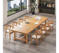 Table de conférence en bois massif - Capacité de 800 kg - Bureau long avec support en bois pour grandes réunions Finition bois originale (160 x 70 x 75 cm)