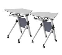 Table de conférence incurvée pour salle de réunion - Bureau de salle de séminaire industriel avec pieds en métal et roulettes pour postes de travail et salles de formation