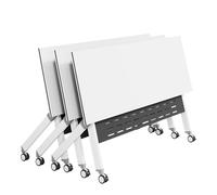 Table de conférence Mobile Moderne à roulettes, Table modulaire Pliable et Portable avec étagère de Rangement, pour Salle de réunion de Bureau (120 x 40 x 75 cm / 47 x 16 x 30 pouc