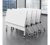 Table de conférence mobile pliable au design rectangulaire moderne avec roulettes, idéale pour les salles de formation et les espaces collaboratifs, table de réunion portable pour une installation