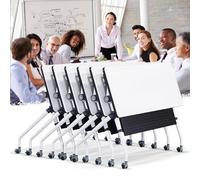 Table de conférence mobile pliable de 160 cm - Moderne - Avec roulettes - Table de séminaire pour 210 personnes - Portable - Meuble de salle d'entraînement - Bureau de collaboration