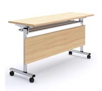 Table de conférence mobile pliable sur roulettes - Table de réunion rectangulaire à rabat - Idéale pour les écoles et les entreprises - Finition noyer - Portable et polyvalente