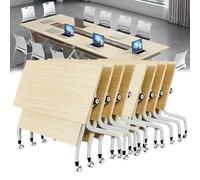 Table de conférence moderne avec bureau d'ordinateur mobile de 180 cm, ensemble de 8 pièces pour la maison, le bureau, la salle de séminaire, espace de travail collaboratif, hauteur réglable, design