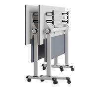 Table de conférence moderne blanche avec roulettes silencieuses pour salle de réunion, mobilier de bureau élégant, solution d'espace de travail collaboratif