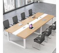 Table de conférence moderne de 160 à 240 cm avec gestion des câbles, longue table de séminaire et de formation, finition bois élégante, parfaite pour les réunions de bureau, les collaborations et les