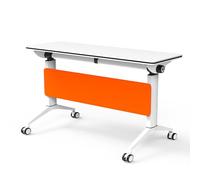 Table de conférence moderne mobile à rabat avec roulettes - Table d'entraînement pliable pour bureau - 160 x 40,6 x 76,2 cm - Table de réunion polyvalente (orange)