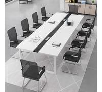 Table de conférence moderne pour bureau design long avec trou de gestion des câbles 160240 cm réglable idéale pour les salles de réunion et de formation Finition blanche (240 x 100 cm)