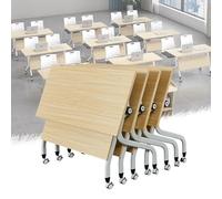 Table de conférence moderne pour séminaires et réunions de formation, table de réunion mobile à rabat avec roulettes (179,8 x 40,9 x 74,9 cm)