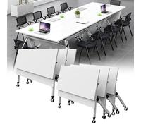 Table de conférence modulable pliable avec roulettes pour réunions de bureau et séances de formation - Design portable et réglable - Peu encombrant