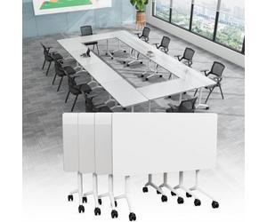 Table de conférence modulaire pliante avec roulettes - Table d'entraînement à rabat pour bureau, salle de t séminaire - Design peu encombrant de 119,4 à 180,3 cm, disponible en 2 à 10 paquets