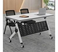 Table de conférence pliable à roulettes, table de réunion pliable, table d'entraînement mobile, table de réunion étroite, table de réunion moderne avec roues silencieuses, convient pour le bureau, la