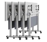 Table De Conférence Pliable Avec Cloison De Séparation, Réunion Modulaire Rectangulaire Mobile Sur Roulettes Silencieuses, Plateau Rabattable Pour Établissements Centres De Formation(4PCS,140*55*75CM)