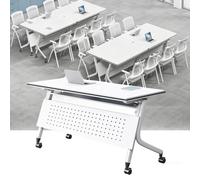 Table de conférence pliable avec couvercle rabattable - Table de réunion mobile à roulettes, idéale pour le bureau, la salle de conférence, la salle de classe, design peu encombrant, rangement facile