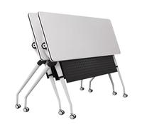 Table de conférence pliable avec design blanc - Bureau exécutif portable avec roues de verrouillage silencieuses pour bureau et salle de classe