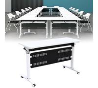 Table de conférence pliable avec plateau rabattable - Idéal pour les salles de formation, les espaces de bureau et le travail collaboratif - Facile à ranger avec roulettes