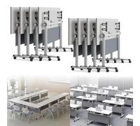 Table de conférence pliable avec roulettes silencieuses - Bureau rectangulaire mobile pour salle de réunion - Grand bureau pliable portable pour bureau, étude et travail collaboratif