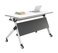 Table de conférence pliable avec roulettes silencieuses et couvercle rabattable pour salle de réunion portable et session de formation, idéale pour le bureau et les événements