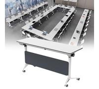 Table de conférence pliable - Bureau de réunion mobile moderne pour bureau et salle de classe - Table d'entraînement portable pour salle de conférence - Design compact