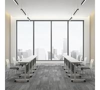 Table de conférence pliable rectangulaire de 120 cm avec plateau rabattable et roulettes silencieuses, ensemble de meubles de bureau (8 pièces) idéal pour salles de réunion et événements