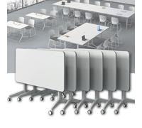 Table de conférence pliable - Table de réunion mobile avec dessus rabattable, idéale pour les séminaires, les formations et les conférences avec roues pour une mobilité facile, parfaite pour une