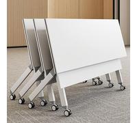 Table de conférence Pliante 3 pièces avec Plateau Rabattable, Table de séminaire Mobile à roulettes pour Bureau à Domicile ou Salle de Classe (Noir, 120 x 40 x 75 cm)