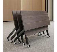 Table de conférence Pliante 3 pièces avec Plateau Rabattable, Table de séminaire Mobile à roulettes pour Bureau à Domicile ou Salle de Classe (Noir, 120 x 40 x 75 cm)