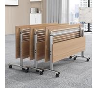 Table de Conférence Pliante 3 Pièces avec Roulettes Silencieuses et Design Modulaire, Rangement Compact, Idéale pour la Formation, Bureaux Pliables au Bureau, en Salle de Classe ou en Salle(Beige,160x