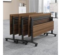 Table de Conférence Pliante 3 Pièces avec Roulettes Silencieuses et Design Modulaire, Rangement Compact, Idéale pour la Formation, Bureaux Pliables au Bureau, en Salle de Classe ou en Salle(Brown,140x
