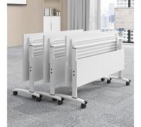 Table de Conférence Pliante 3 Pièces avec Roulettes Silencieuses et Design Modulaire, Rangement Compact, Idéale pour la Formation, Bureaux Pliables au Bureau, en Salle de Classe ou en Salle(White,160x