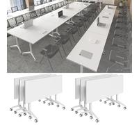 Table de conférence pliante - 6 tables de bureau avec roulettes silencieuses pour salle de réunion et espace de séminaire, idéal pour le travail collaboratif et les événements