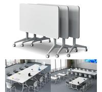 Table de conférence pliante avec roues silencieuses, bureau de réunion mobile moderne pour bureau, grande table de séminaire, design pliable portable pour un rangement et une installation faciles