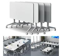Table de conférence pliante avec roues silencieuses, grand bureau de réunion mobile, table de séminaire moderne pour bureau, design pliable portable pour conférences et événements