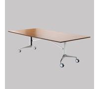 Table de conférence pliante avec roulettes - Empilable - Bureau multifonction pour réception et réunions - Table basse portable (marron, 140 x 60 cm)