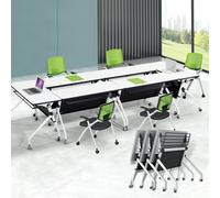 Table de conférence pliante avec roulettes - Moderne - Rectangulaire - Bureau d'entraînement portable pour réunion et séminaire - Design compact pour un rangement facile