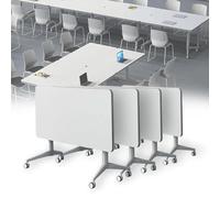 Table de conférence Pliante avec roulettes verrouillables, avec roulettes verrouillables, Bureau Mobile pour Espace de Travail, centres multimédias, salles de Classe,4pcs,47.2in