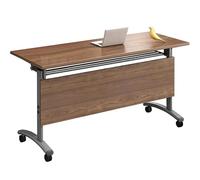 Table de conférence pliante avec roulettes verrouillables, design peu encombrant, cadre en métal durable, idéal pour le bureau, la formation et les séminaires