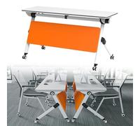 Table de conférence pliante mobile avec plateau rabattable - Table de réunion portable avec roues verrouillables - Meuble de bureau et de salle de réunion - Assemblage facile - Solution de rangement