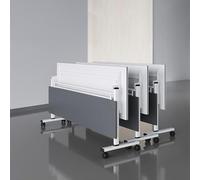 Table de conférence pliante mobile avec roues verrouillables pour bureau moderne et salle de formation, bureau de réunion portable facile à organiser