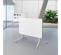 Table de conférence pliante mobile avec roulettes 120 cm Blanc Bureau pour une installation rapide Idéal pour les bureaux, les salles de réunion et les salles de classe, design portable et confortable