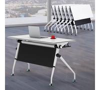Table de conférence pliante mobile avec roulettes - Bureau de séminaire rectangulaire - Table de bureau portable pour la formation des salles de réunion, grands espaces, rangement et configuration