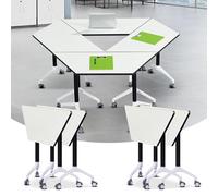 Table de conférence pliante mobile avec roulettes silencieuses, bureau de séminaire à roulettes pour bureau, salles de formation et espaces de réunion, design en bois durable pour une utilisation