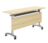 Table de conférence pliante mobile avec roulettes verrouillables - Bureau de réunion - Design compact - Cadre en métal - Parfait pour les séminaires et événements de formation au bureau