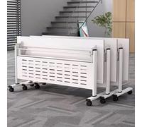 Table de conférence pliante mobile avec roulettes verrouillables - Bureau de réunion rabattable peu encombrant avec cadre en métal durable, parfait pour les séminaires et événements de formation au
