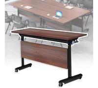 Table de conférence pliante mobile avec roulettes verrouillables, peu encombrante, cadre en métal pour bureau, formation, séminaire et événement